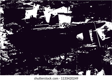 Distressed background in black and white texture with  dark spots, scratches and lines. Abstract vector illustration