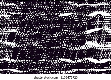 Distressed background in black and white texture with  nets, dark spots, scratches and lines. Abstract vector illustration