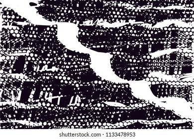 Distressed background in black and white texture with  nets, dark spots, scratches and lines. Abstract vector illustration