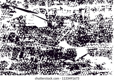 Distressed background in black and white texture with  nets, dark spots, scratches and lines. Abstract vector illustration