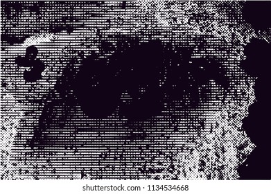 Distressed background in black and white texture with  dark spots, scratches and lines. Abstract vector illustration