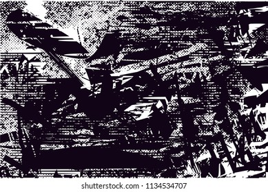 Distressed background in black and white texture with  dark spots, scratches and lines. Abstract vector illustration