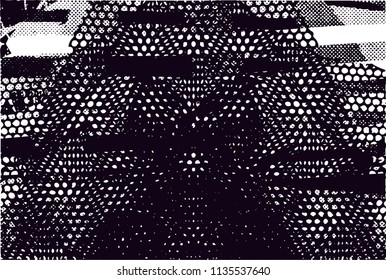 Distressed background in black and white texture with nets, spots, scratches and lines. Abstract vector illustration
