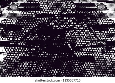 Distressed background in black and white texture with nets, spots, scratches and lines. Abstract vector illustration