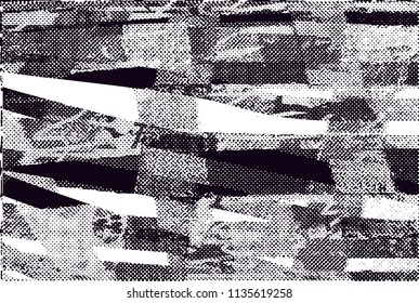 Distressed background in black and white texture with nets, spots, scratches and lines. Abstract vector illustration