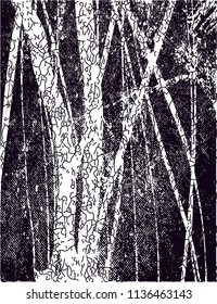 Distressed background in black and white texture with nets, spots, scratches and lines. Abstract vector illustration