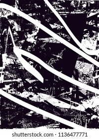 Distressed background in black and white texture with nets, spots, scratches and lines. Abstract vector illustration