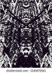 Distressed background in black and white texture with dots, spots, scratches and lines. Abstract vector illustration
