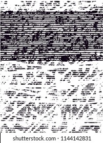 Distressed background in black and white texture with dots, spots, scratches and lines. Abstract vector illustration