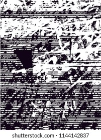 Distressed background in black and white texture with dots, spots, scratches and lines. Abstract vector illustration