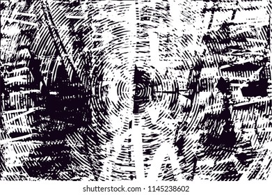 Distressed background in black and white texture with dots, spots, scratches and lines. Abstract vector illustration