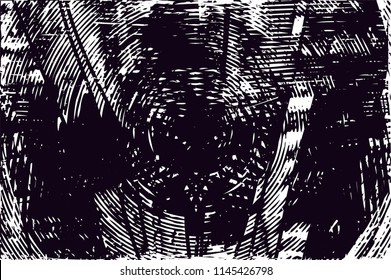 Distressed background in black and white texture with dots, spots, scratches and lines. Abstract vector illustration