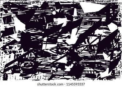 Distressed background in black and white texture with dots, spots, scratches and lines. Abstract 
 illustration