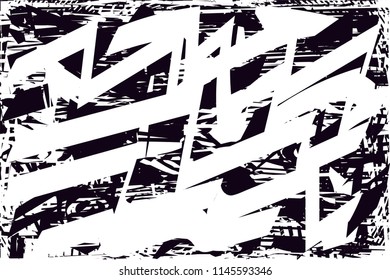 Distressed background in black and white texture with dots, spots, scratches and lines. Abstract 
 illustration