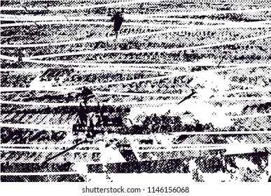 Distressed background in black and white texture with dots, spots, scratches and lines. Abstract 
 illustration