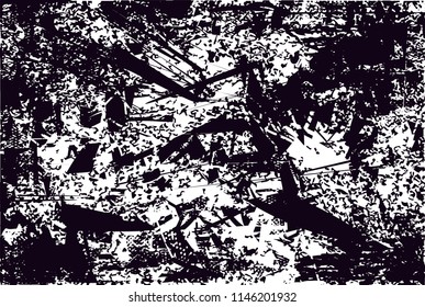 Distressed background in black and white texture with dots, spots, scratches and lines. Abstract 
 illustration