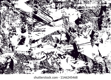 Distressed background in black and white texture with dots, spots, scratches and lines. Abstract 
 illustration