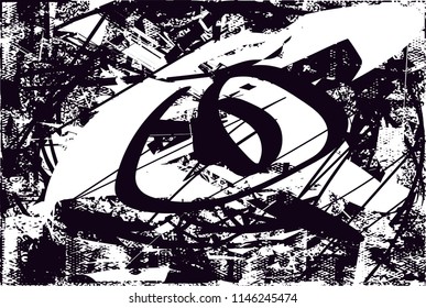 Distressed background in black and white texture with dots, spots, scratches and lines. Abstract 
 illustration