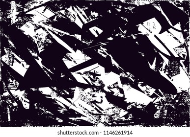 Distressed background in black and white texture with dots, spots, scratches and lines. Abstract 
 illustration
