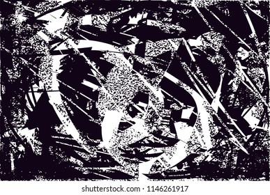 Distressed background in black and white texture with dots, spots, scratches and lines. Abstract 
 illustration
