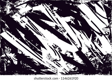 Distressed background in black and white texture with dots, spots, scratches and lines. Abstract 
 illustration
