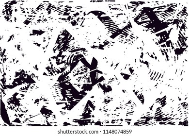 Distressed background in black and white texture with dots, spots, scratches and lines. Abstract illustration