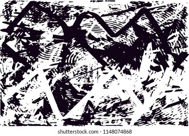 Distressed background in black and white texture with dots, spots, scratches and lines. Abstract illustration