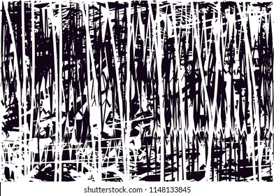 Distressed background in black and white texture with dots, spots, scratches and lines. Abstract vector illustration