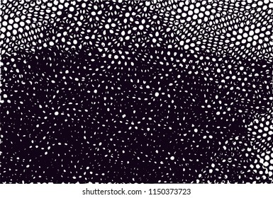 Distressed background in black and white texture with nets, dots, spots, scratches and lines. Abstract 
 illustration