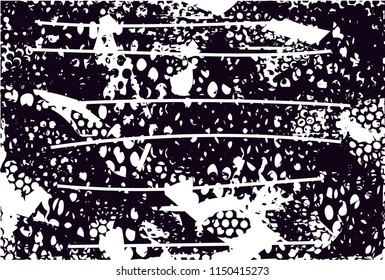 Distressed background in black and white texture with nets, dots, spots, scratches and lines. Abstract 
 illustration