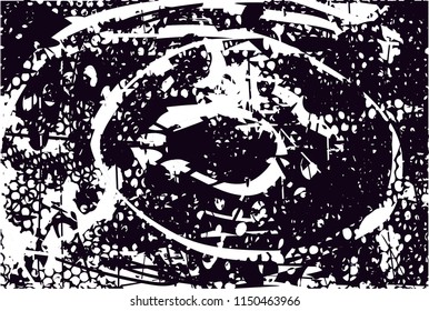 Distressed background in black and white texture with nets, dots, spots, scratches and lines. Abstract 
 illustration