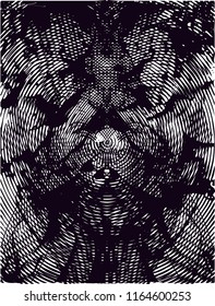 Distressed background in black and white texture with  circular shapes,dark spots, scratches and lines. Abstract vector illustration