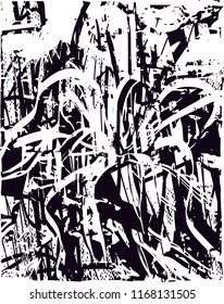 Distressed background in black and white texture from agave cacti with  dark spots, scratches and lines. Abstract vector illustration