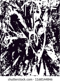 Distressed background in black and white texture from agave cacti with  dark spots, scratches and lines. Abstract vector illustration