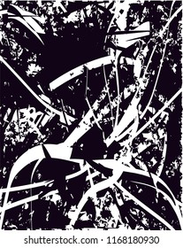 Distressed background in black and white texture from agave cacti with  dark spots, scratches and lines. Abstract vector illustration