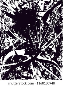 Distressed background in black and white texture from agave cacti with  dark spots, scratches and lines. Abstract vector illustration