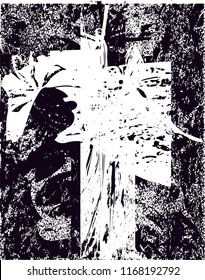 Distressed background in black and white texture with  dark spots, scratches and lines. Abstract vector illustration
