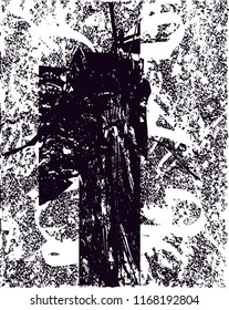 Distressed background in black and white texture with  dark spots, scratches and lines. Abstract vector illustration