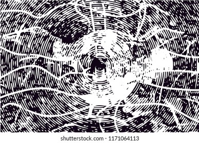 Distressed background in black and white texture with circles, spots, scratches and lines. Abstract vector illustration