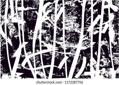 Distressed background in black and white texture with circles, spots, scratches and lines. Abstract vector illustration