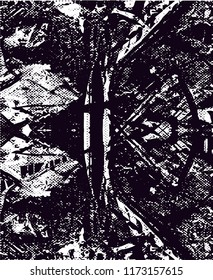 Distressed background in black and white texture from agave cacti with  dark spots, scratches and lines. Abstract vector illustration