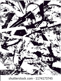 Distressed background in black and white texture from agave cacti with  dark spots, scratches and lines. Abstract vector illustration