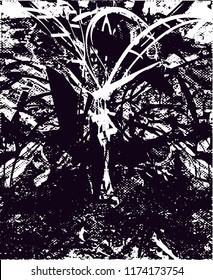 Distressed background in black and white texture from agave cacti with  dark spots, scratches and lines. Abstract vector illustration