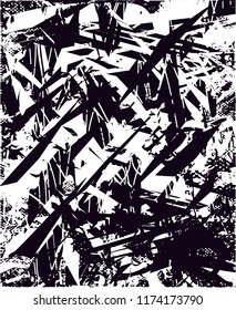 Distressed background in black and white texture from agave cacti with  dark spots, scratches and lines. Abstract vector illustration