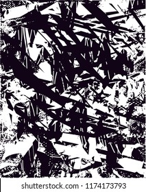 Distressed background in black and white texture from agave cacti with  dark spots, scratches and lines. Abstract vector illustration