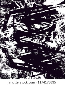 Distressed background in black and white texture from agave cacti with  dark spots, scratches and lines. Abstract vector illustration