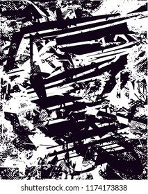 Distressed background in black and white texture from agave cacti with  dark spots, scratches and lines. Abstract vector illustration
