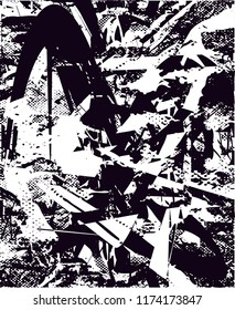 Distressed background in black and white texture from agave cacti with  dark spots, scratches and lines. Abstract vector illustration