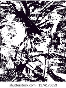 Distressed background in black and white texture from agave cacti with  dark spots, scratches and lines. Abstract vector illustration