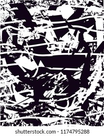 Distressed background in black and white texture with  dark spots, scratches and lines. Abstract vector illustration